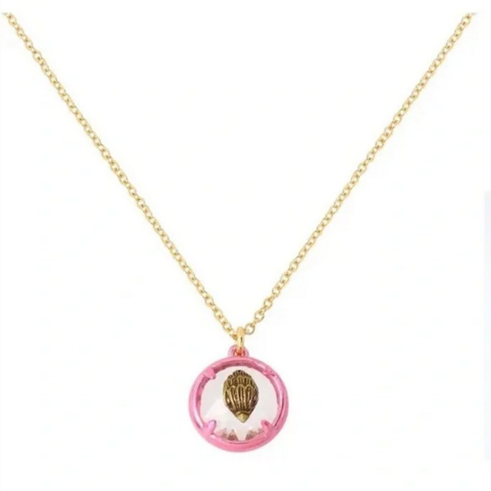 Kurt Geiger Eagle Stone and Crystal Pendant Necklace in Pink and Gold NWT - Picture 2 of 9